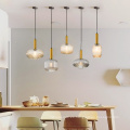 Lámpara colgante de cristal dorado moderno, luz colgante led para restaurante moderno